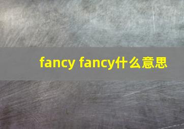 fancy fancy什么意思